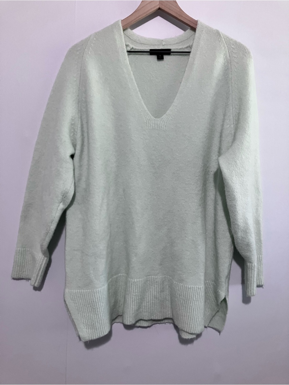 J. Crew Oversized Light Mint Green Merino Wool Alpaca Blend V Neck Sweater